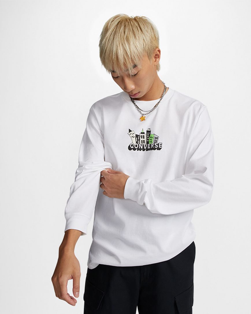 Men\'s Converse Spring Up Graphic T-Shirts White | AU C9368I